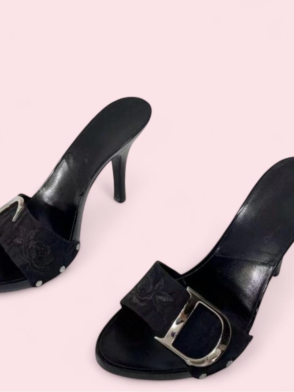 Black Galliano Dior Sandals with Silver Buckle